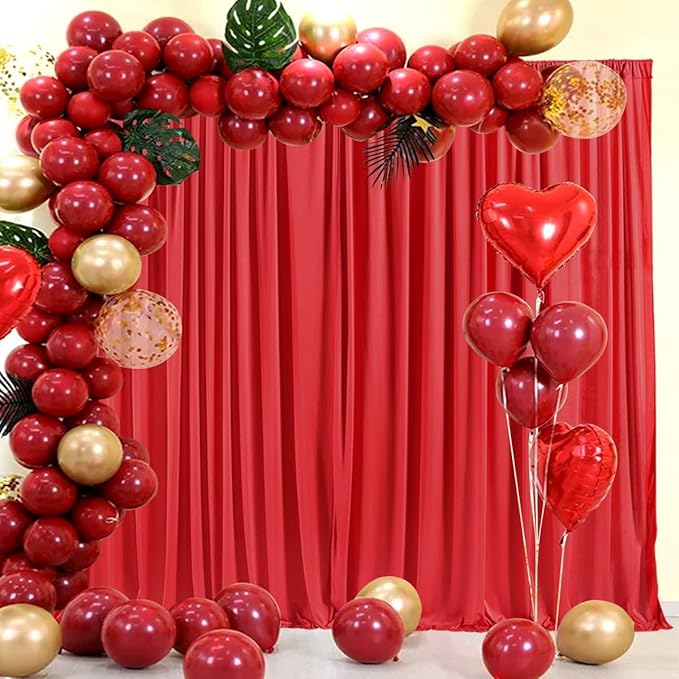 AK TRADING CO. 10 feet x 10 feet Polyester Backdrop Drapes Curtains Panels with Rod Pockets - Wedding Ceremony Party Home Window Decorations - RED (DRAPE-5x10-RED) (Pack of 24)