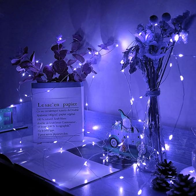 24 Pack Blue Fairy Lights 7Ft 20 LED Twinkle String Lights 3 Modes Battery Operated Waterproof Firefly Starry for Mason Jar Party Wedding Christmas Valentines Day Table Centerpieces