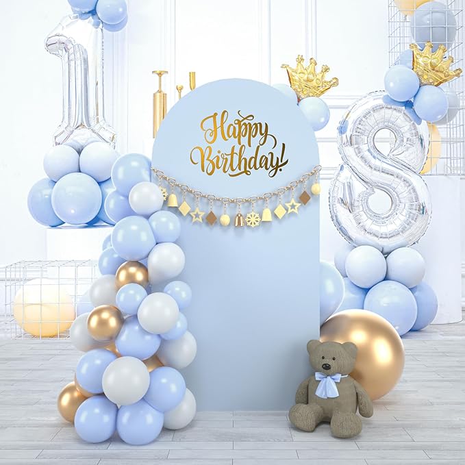 bricia Wedding Arch Backdrop Stand Cover, 7.2FT Double Sided Stretchy Arch Cover Fitted Wedding Birthday Party Banquet Decoration (Bluemist 86.4''Lx48''W)