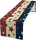 Memorial Day Table Runner, 4th of July American Patriotic Independence Day Stars Stripes Print Table Runne for Summer Holiday USA Home Decoration Party,13x36inch