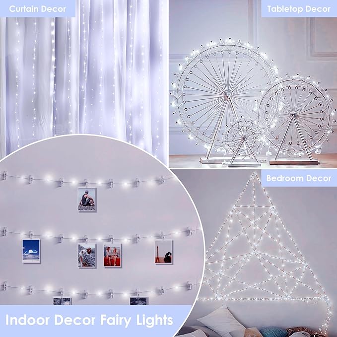 66Ft 200LED Fairy Lights Plug in with Remote, Waterproof String Lights Outdoor & Indoor 8 Modes with Timer, LED Twinkle Lights for Girl's Room Garden Patio Halloween Christmas Decorations (Cool White)