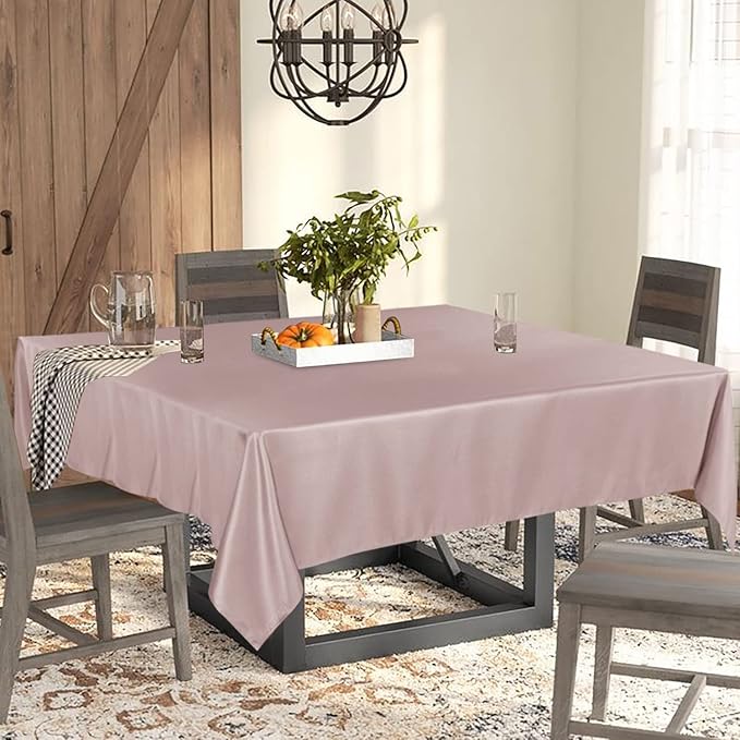 Fitable Rectangle Tablecloth Stain and Wrinkle Resistant Washable Polyester Table Cloth for Buffet Parties and Camping (54x120 inch, Blush)