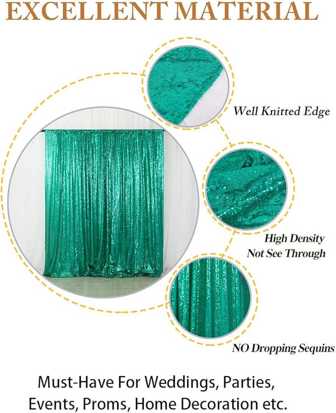 ShinyBeauty Premium Sequin Photography Backdrop 4x7 FT -Green Glitter Fabric Backdrop Curtain for Wedding, Birthday, Party Decor -Sequined Curtains (Green)