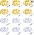 Minetom 12 Pack Fairy Lights Battery Operated String Lights, 8 Modes & Timer, 7ft 20LED Waterproof Silver Wire Twinkle Lights, Firefly Starry Moon Lights for Mason Jars DIY Christmas Wedding