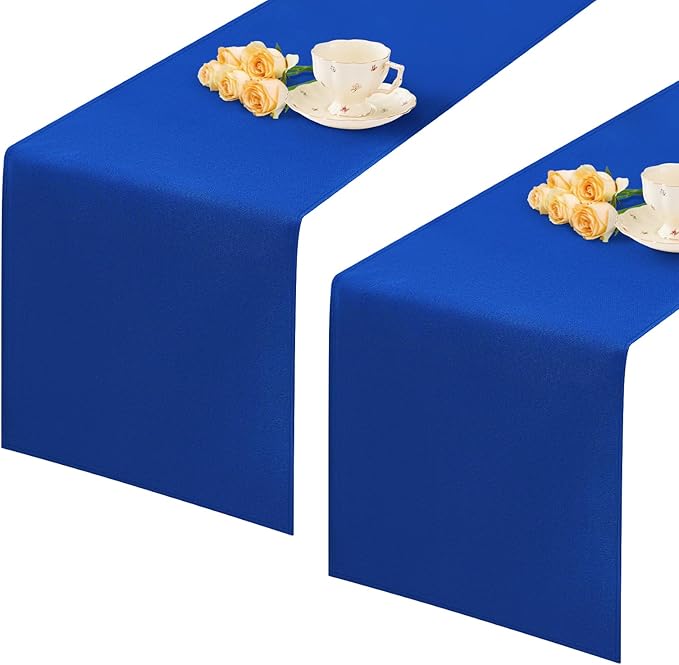2 Pack Blue Long Table Runner 12 x 108 Inch Solid Color Farmhouse Runners Coffee Table Dresser for Daily Party Home Decoration