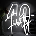 White Forty Neon Sign 40 Year Old Birthday Neon Sign Birthday Gift For 40 Year Old Woman Led Night Light For Wedding Engagement Banquet Anniversary Party Decor Gift For Girl Wife Lover(USB Sign)