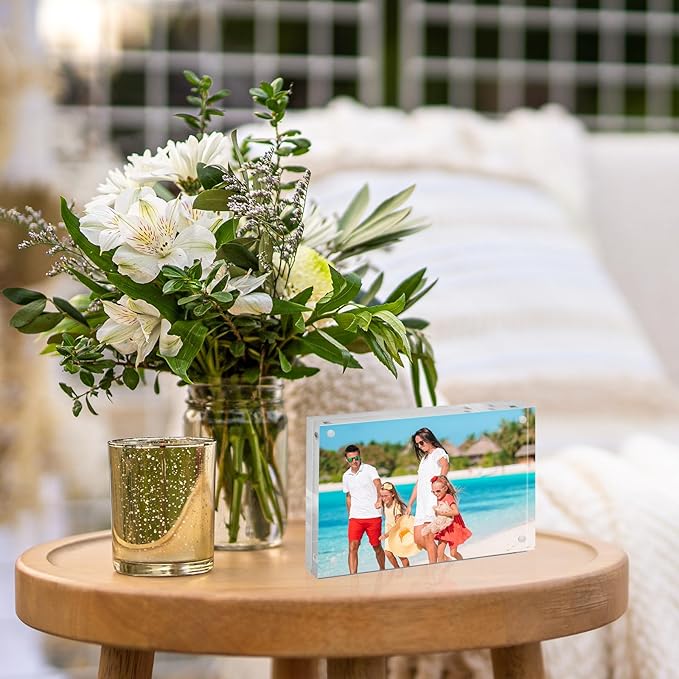 TWING 6 PACK Acrylic Picture Frame 5 x 7 Inch Acrylic Photo Frame,Horizontal Magnet Lucite Double Sided Frames, 10+10MM Clear Picture Frame Ideal Gifts