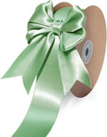 LaRibbons Sage Green Ribbon 1 1/2 Inch 25 Yards Luxury Double Faced Green Silk Ribbon for Flower Bouquet Crafts Gift Wrapping Wedding Party Decoration