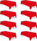 BRILLMAX 8 Pack Red Tablecloths for 8 Foot Rectangle Tables 60 x 126 Inch - 8ft Rectangular Bulk Linen Polyester Fabric Washable Cloth Cover for Wedding Reception Banquet Birthday Party