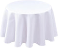 Biscaynebay Textured Fabric Round Tablecloths 70" for Round Tables diameters from 30" to 58", White Water Resistant Folding Table Covers Washable for Dining, Kitchen, Wedding, Parties etc