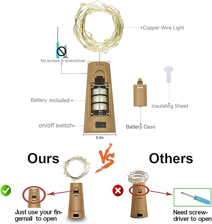 Wine Bottle Lights with Cork, Battery Operated 20 LED Cork Shape Silver Wire Colorful Fairy Mini String Lights(No Bottles) for DIY, Party, Decor, Christmas, Halloween,Wedding (3, Purple)
