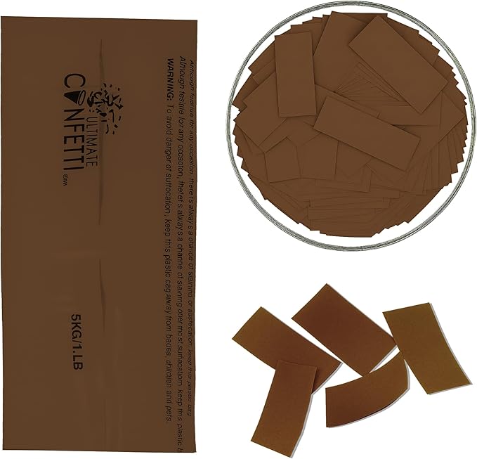 Ultimate Confetti, Brown Biodegradable Confetti - Rectangular Fluttering Tissue Paper Confetti for Cannon and Launcher use – Mother’s Day Confeti, Wedding, Parties and Live Events - 1 lb, 16 oz