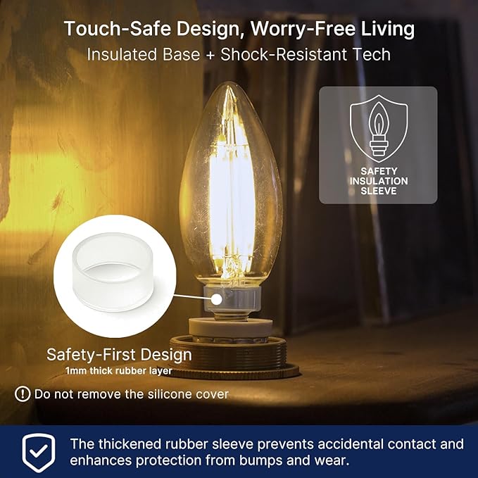 FLSNT 60W Equivalent LED Chandelier Light Bulbs, Dimmable LED B11 E12 Candelabra Base Bulbs, 3500K Natural White, 550LM, 48 Pack UL,CA65 Listed.