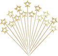 Minisland Big Gold Star Cocktail Picks, 5.5 Inch Long Bamboo Fancy Toothpicks for Appetizers, Decorative Christmas New Year Holiday Party Food Drinks Garnish Fruit Skewer Sticks 50 Counts - MSL430