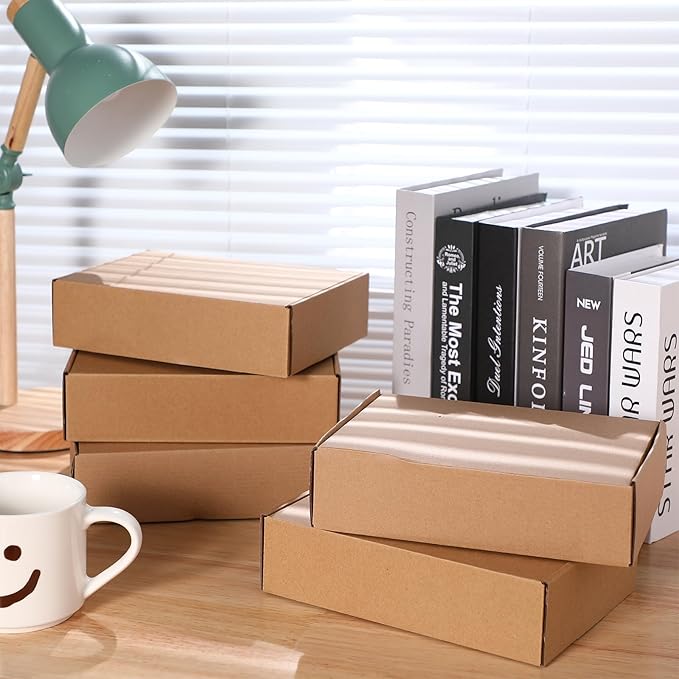 Qilery 100 Pcs Shipping Boxes Cardboard Gift Corrugated Cardboard Brown Boxes Mailer Packaging for Mailing Small Business Present (6 x 4 x 2 Inch)