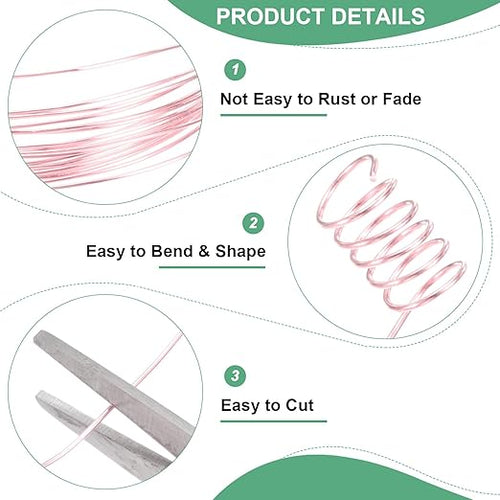 0.8 mm/20 Gauge Copper Wire for Jewelry Making, 7.5FT Copper Beading Craft Wire for Jewelry/Weaving/DIY Crafting/Planting, Color-Retaining [2.3 M, Rose Gold]