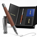 WEMATE Fountain Pen Set, Fine Nib, 20 Ink Cartridges(10 Black&10 Blue), 1 Ink Converter, Smooth Writing, No Skips, Nice Gift for Men, Women, Cool Wood Fountain Pen for Writing, Calligraphy