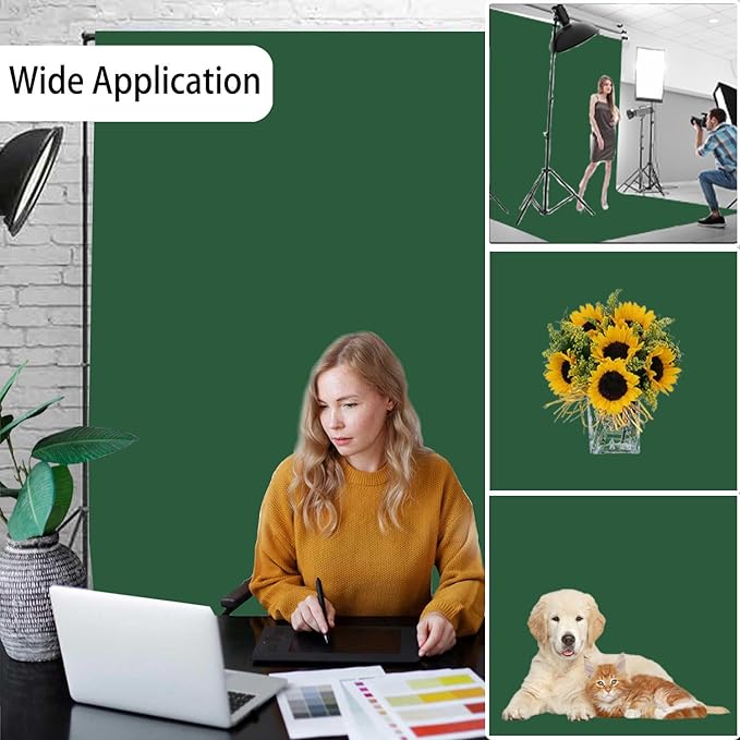 Dark Green Photography Backdrop for Photoshoot, Photo Backdrop Curtain, Perfect Dark Green Backdrops for Party Portrait Photoshoots Video Studio 6FTx9FT