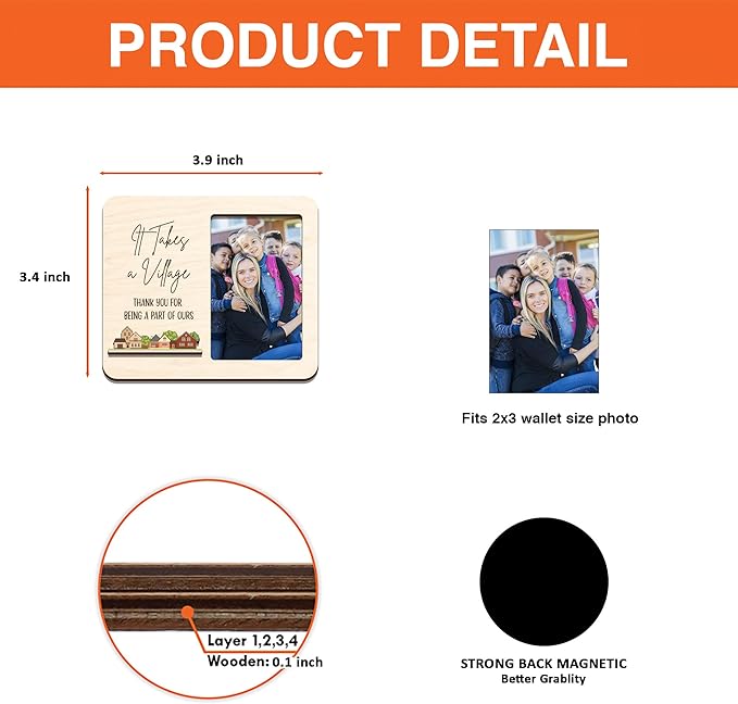 Magnetic Picture Frames - THANK YOU FOR BEING A PART OF OURS - Thank You Gift - Appreciation Decor - Encouragement Gifts for Women, Men - Magnetic Frames for Refrigerator, Locker & More