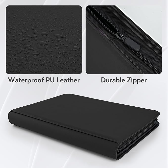 Card Binder 9 Pocket for 360 Cards - Premium Trading Card Binder with Sleeves Protection, Side Loading Card Collection Binder for TCG, MTG, YGO, One Piece Collectible Cards (Black)