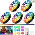 Rechargeable Puck Lights with Remote Control, 12 Color Changing Under Cabinet Lighting, Wireless RGB tv Led lights for bedroom & Closet, Dimmable Magnetic under counter lights for kitchen, Shelf,Party