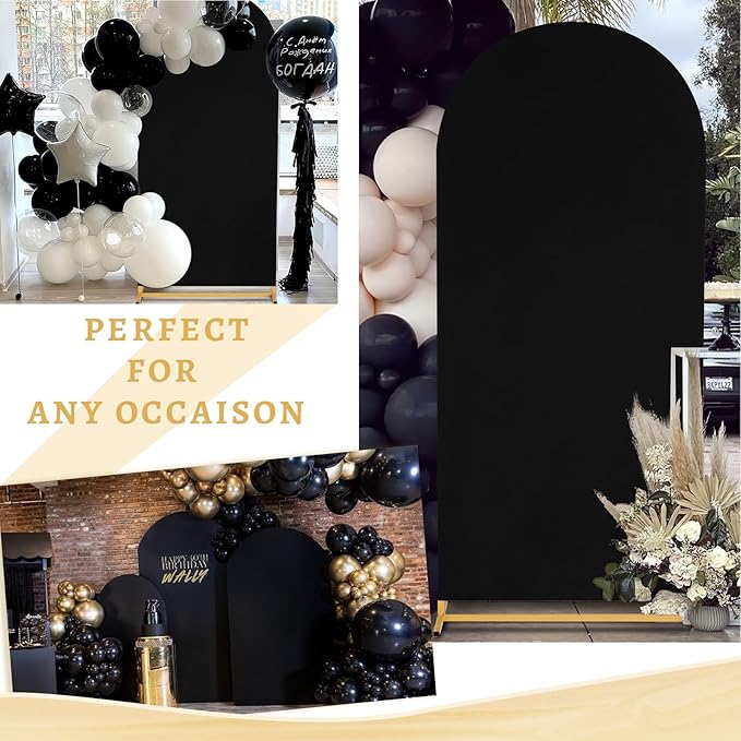 Black Arch Backdrop Cover 2.2ft x 5ft Fitted Spandex Arch Cover Balloon Arch Backdrop Fabric for Wedding Party Stage Decoations
