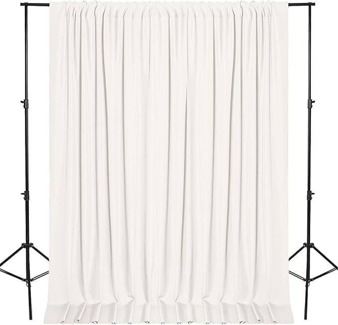 DWCN 10x7 FT Ivory Backdrop Curtains for Parties, Photography Backdrop Drapes with Rod Pockets for Wedding Decorations Stage Birthday Family Gatherings, 2 Panels 5ft x 7ft