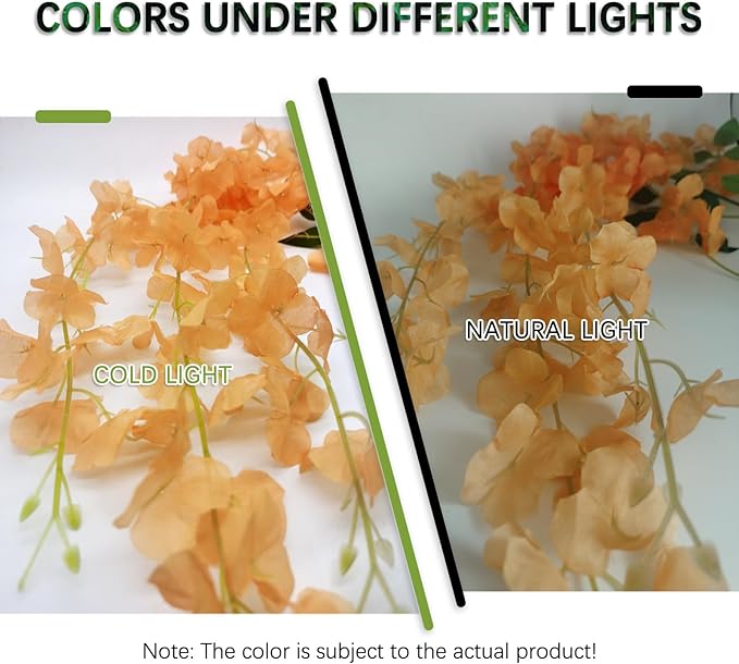 24 Pack Orange Wisteria Hanging Flowers Garland, 3.77 Feet Artificial Flower Vines, Fake Wisteria, Artificial Vines Hanging Garland for Backdrop Outdoor Yard Garden Decor