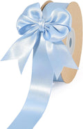 LaRibbons 1 Inch 25 Yard Double Faced Satin Ribbon,Light Blue Satin Craft Fabric Ribbon for Gift Wrapping Floral Bouquets Wedding Party Decoration