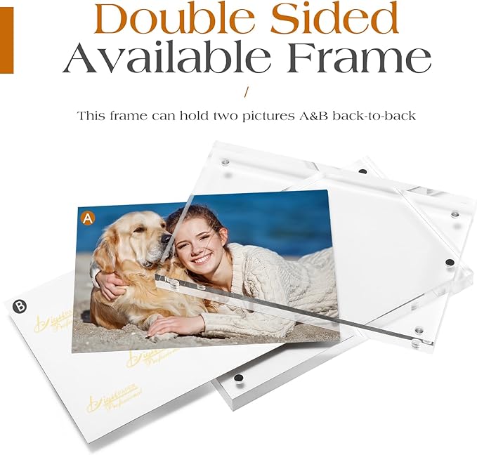 TWING 30 Pack 4 x 6 Acrylic Picture Frames, Magnet Double Sided Picture Frame, 12+12 MM Thick Clear Desktop Display Magnetic Acrylic Block Photo Frame
