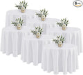 Fitable 6 Pack White Round Tablecloths - 120 Inches in Diameter - Stain Resistant and Washable Table Clothes, Polyester Fabric Table Covers for Wedding, Party, Banquet, Formal Events