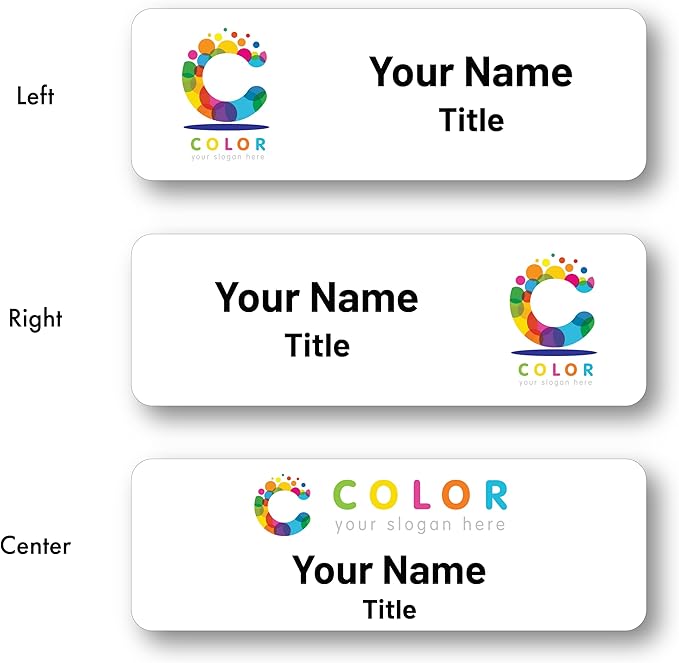 Custom Name Tags - Full Color Logo Name Tags - Scratch Resistant Metal Front & Hard Plastic Back (2 x 3 Inch, Gold)