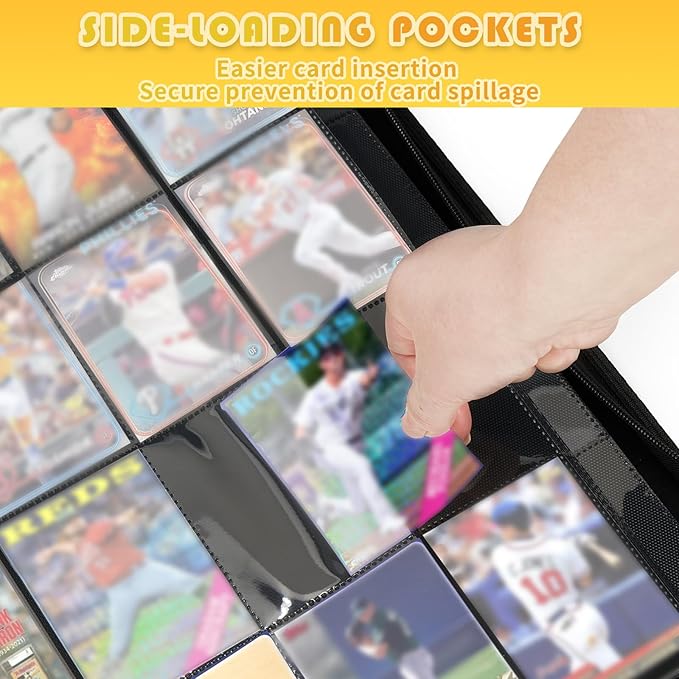 Premium 1000+ Pockets Trading Card Binder, 16-Pocket Ringless Side-Loading Album for TCG, MTG, Lorcana, Sports & Standard-Size Cards (Red)