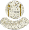Artoid Mode Beige Snowflake Let It Snow Winter Placemats Set of 8, 14 Inch Seasonal Christmas Xmas Round Table Mats for Dining Decoration