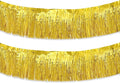 Gold Foil Fringe Garland 10FT 2packs, Metallic Foil Tinsel Fringe Banners for Parade Float Decorations Wedding, Birthday Party Graduation (Two Gold)