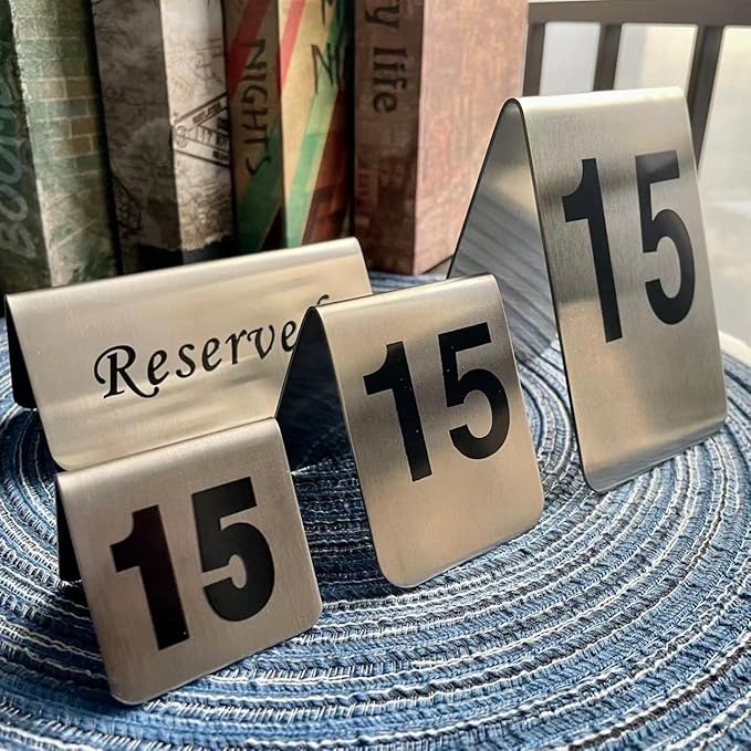 Metal Place Cards Stackable Tent Style Table Numbers,Place Card Holders for TRPG Wedding Party Restaurants Cafes Bars Gatherings Meeting Room Board Games (Black, Large 1-10)
