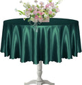 KKJIAF 1 Pack Round Table Cloths 90 Inch, Hunter Green Overlay Round Satin Table Cover, Silky Satin Dining Tablecloths for Wedding Buffet Parties Banquet Decoration