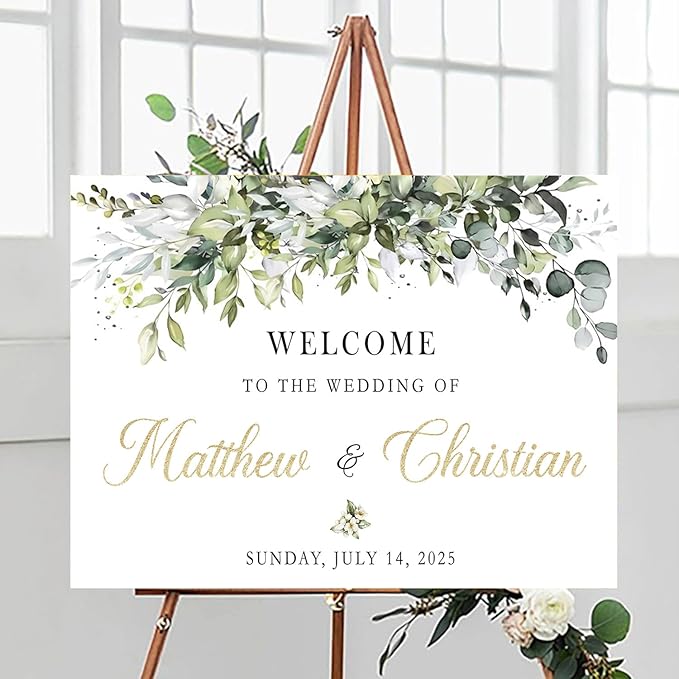 Welcome Sign Wedding With Stand, Welcome To Our Forever Wedding Sign, Wedding Entrance Sign, Wedding Directional Signs, Greenery Theme Wedding Sign Decoration