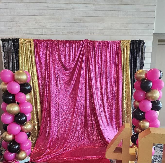 JYFLZQ Hot Pink Sequin Backdrop Curtain 10x10ft Fuchsia Glitter Photo Booth Photography Backdrop Background Shimmer Wall Backdrop Party Decorations