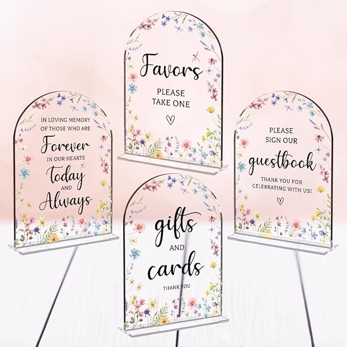 4 Pcs Wedding Decor, Ceremony Sign, Wedding Sign for Reception & Event Party,Bridal Shower Decorations, Wedding Table Decor Accessories for Anniversary And Event 5x7 Inch