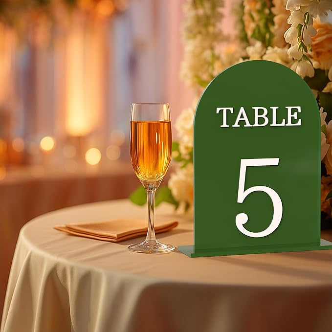 Arch Wedding Table Numbers 1-15 with Stands, 5" X 7" Double Sided Acrylic Wedding Sign Holders, Durable Non-Fading Table Number for Wedding Reception, Events, and Centerpieces