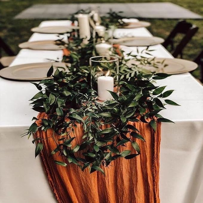 12 Pack Terracotta Cheesecloth Table Runner 20 x 120 inch Gauze 10FT Semi Sheer Boho Fabric Cheese Cloth Table Runner for Wedding Party Birthday Baby Bridal Shower