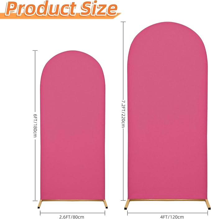 Wedding Arch Covers Arch Backdrop Cover Arch Stand Covers 7.2FT 6FT Set of 2 Arch Cover Spandex Fabric Stretchy Backdrop for Wedding Birthday Party Decoration Baby Shower (Rose Red)
