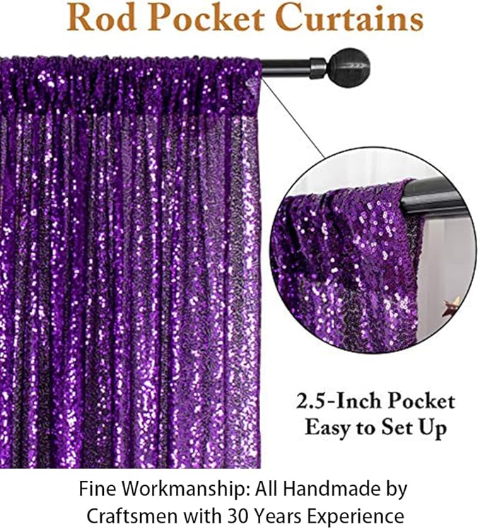 ShinyBeauty Purple Sequin Backdrop 20X10FT Glitter Fabric Drapery Photo Backdrops Sequins Backdrop Curtain Shimmer Wall Background for Party,Studio,Wedding Dedor