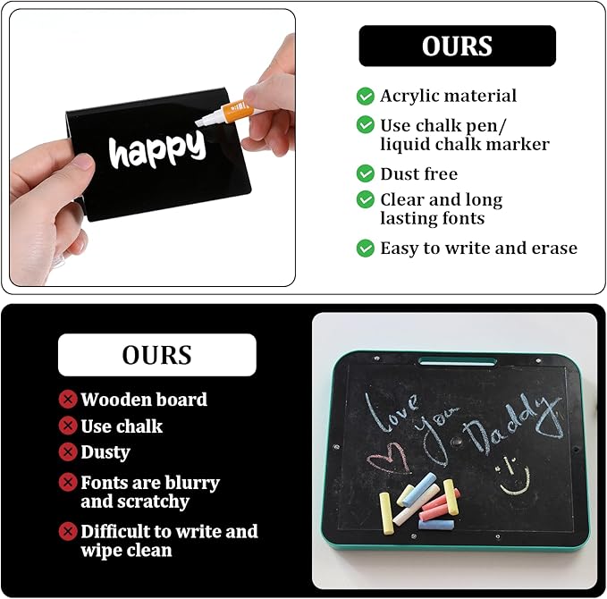 20 Packs Acrylic Mini Chalkboard Sign Black Food Labels Name Tags for Buffet Table Sign Chalkboard Blackboard for Wedding, Table Signs Place Cards for Buffet, Bakery