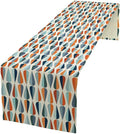 Mid Century Table Runner, Modern Style Retro Pattern Droplet Shapes Mosaic Tones Pattern Print for Home Kitchen Table Decor Dining Coffee Room Party Decor 13x36in