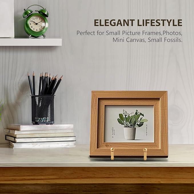Plate Holder Easel Display Stand - 3 inch Metal Plate Stands for Display - Tabletop Picture Stand - Gold Iron Easels for Display Pictures | Photo Frames | Book | Decorative Plates | Plaque - 4 Pack