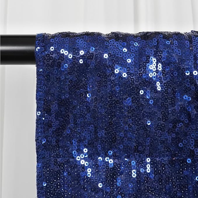 SquarePie Sequin Backdrop Curtain Not See Through Thick Background for Party 5FT x 7FT Navy Blue