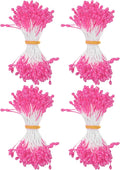 600-Pack Flower Stamens for Crafts, 5mm Double Heads Artificial Pearl Floral Pistil Mini Flower Pollens Stamens for DIY Making/Wedding/Scrapbook Decoration [Rose Red]