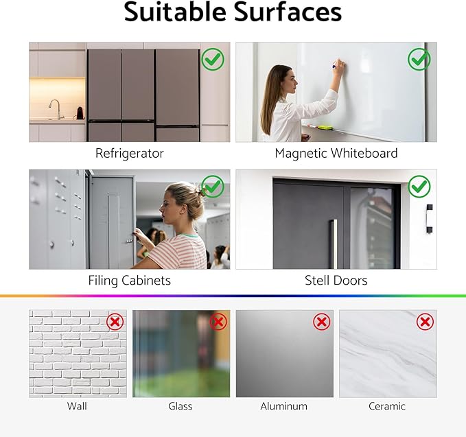 HIIMIEI Magnetic Acrylic Sign Holder 8.5 x 11 - Clear Document Paper Holders with 4 Corner Magnets, Vertical Photos Display Frames for Refrigerator, Office, Home, Classrooms (6 Pack)